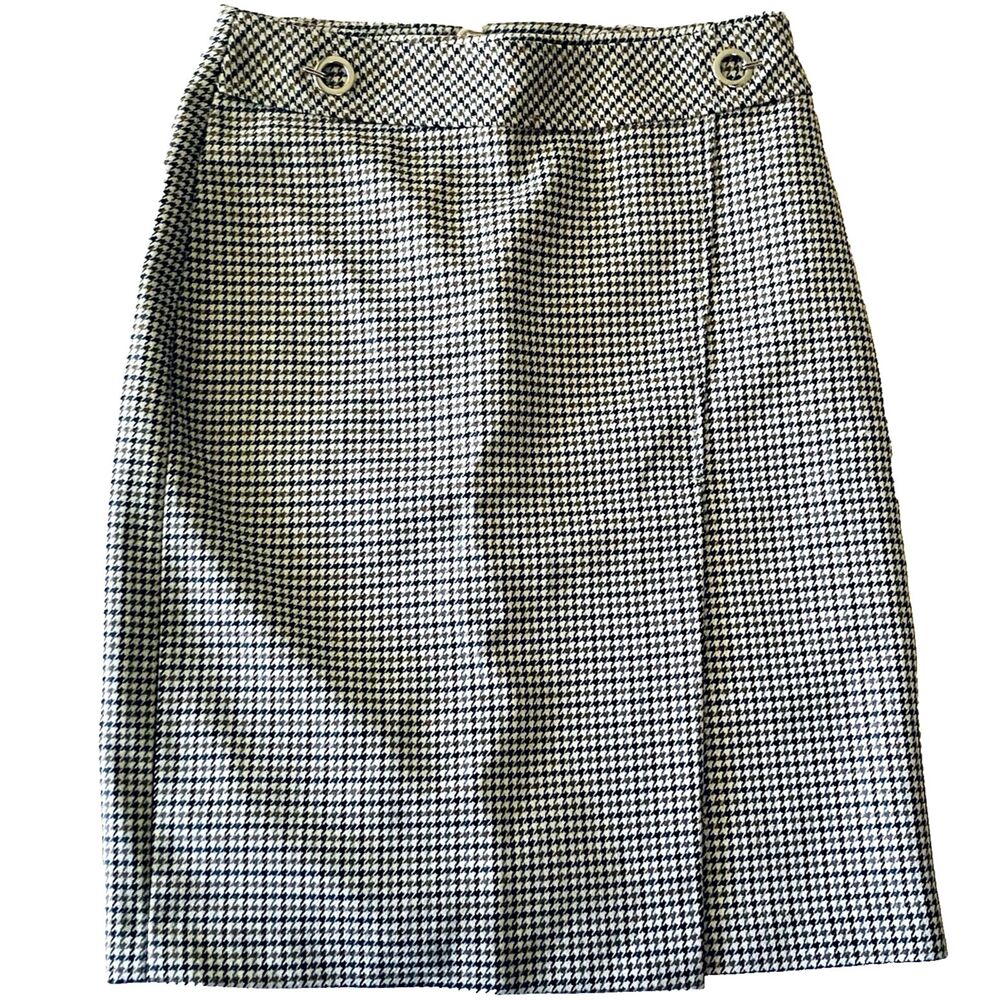 H&M Skirt Houndstooth Midi Pencil Lined Knee S 6 Grommet Preppy Clueless Y2K
